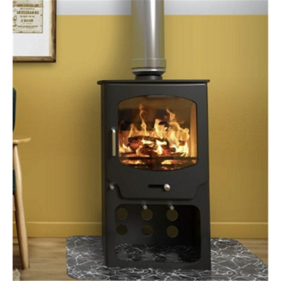 Modern Metallic Black 8kw DEFRA Multifuel Burning Tall Stove