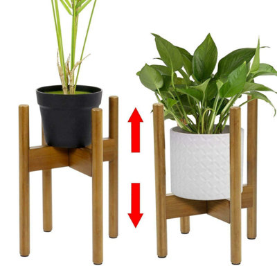 Modern Mid Century Flower Potted Holder Rack - Adjustable Plant Stand ...
