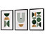 Modern Mid Century Green and Gold Set of 3 Wall Art Prints / 42x59cm (A2) / Black Frame