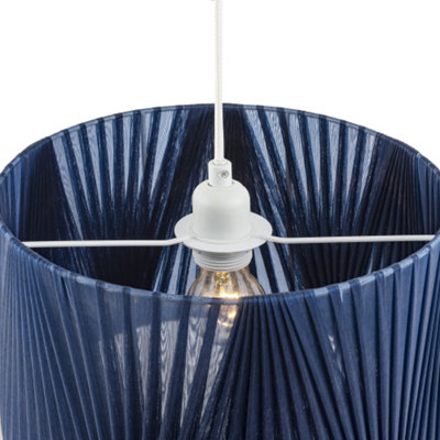 Modern Midnight Blue Voile Fabric Organza Tapered Pendant Lamp Shade