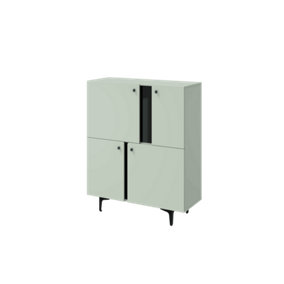 Modern Milano Highboard Cabinet in Sage Green - Stylish Organiser (H)1270mm (W)1050mm (D)410mm, Chic Accent