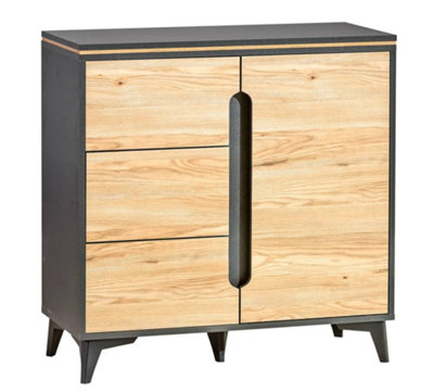 Modern Minimalist: Gappa Sideboard Cabinet in Mountain Ash & Fresco, H906mm W901mm D400mm