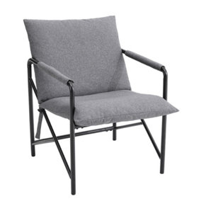 Modern Minimalist Linen Armchair with Metal Frame