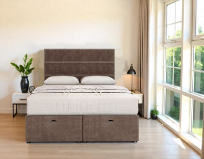 Modern Mink Plush Ottoman Bed & Mattress Sets - Divan Bed Base with 26 ...