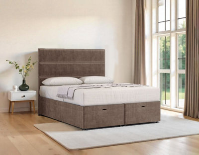 Modern Mink Plush Ottoman Bed & Mattress Sets - Divan Bed Base with 26 ...