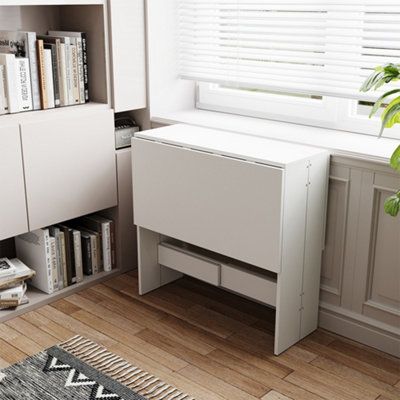 Modern Mobile Drop Leaf Folding Table Dining Table with Storage