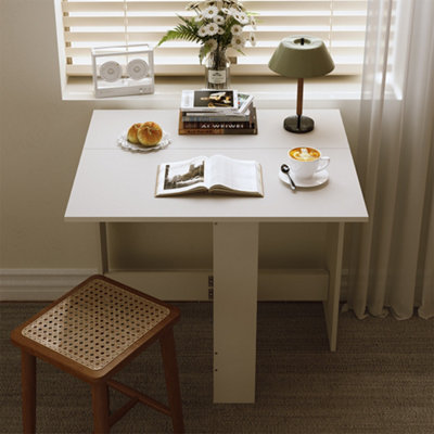 Modern Mobile Drop Leaf Folding Table Dining Table with Storage