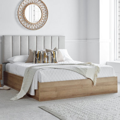 Wooden ottoman king size bed frame discount