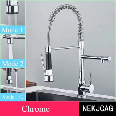 Modern Monobloc Pull Out Kitchen Mixer Tap Dual Spout Spray Single ...