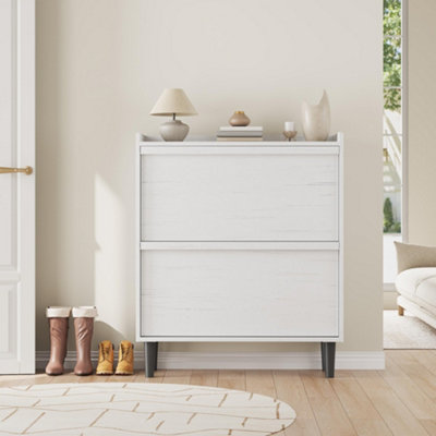 Modern Narrow Shoe Cabinet for Entryway Freestanding Wooden Hidden Shoe ...