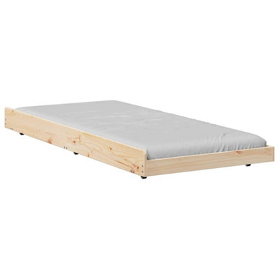 Modern Natural Bed Frame Natural Solid Pine wood 80 x 200 cm Durable