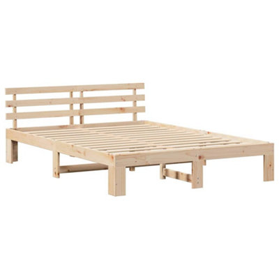 Modern Natural Pine Bed Frame Natural Wood Solid Pine Wood 150 x 200 cm