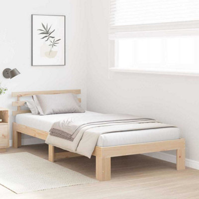 Modern Natural Pine Wood Bed Frame Natural Solid Pine wood 100 x 200 cm
