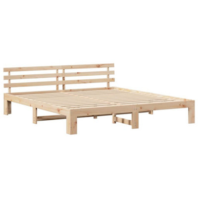 Modern Natural Pine Wood Bed Frame Natural Solid Pine wood 180 x 200 cm