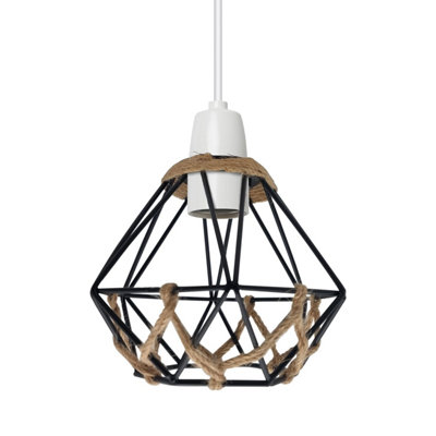 Modern Natural Tapered Woven Rope Ceiling Light Shade Easy Fit Wire ...
