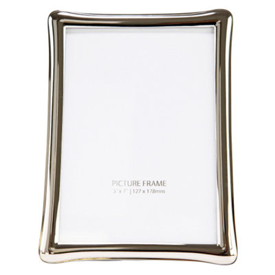 Modern Nickel Plated 5x7 Photo Frame with Curving Edges and Rounded Corners