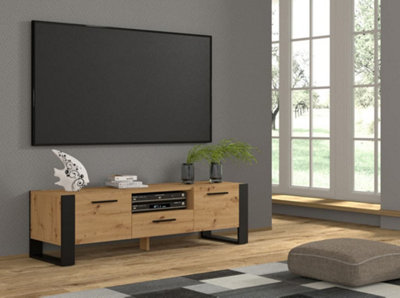 Modern Nuka TV Cabinet  in Oak Artisan W1600mm x H480mm x D430mm