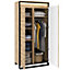 Modern Oak Artisan & Black Hinged Wardrobe (H)1950mm (W)950mm (D)500mm with LED Lighting - Spacious Clothes Storage