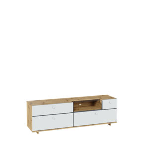 Modern Oak Artisan Modico TV Cabinet with Drawers - Sleek Storage (H)510mm x (W)1600mm x (D)400mm, Cable Management
