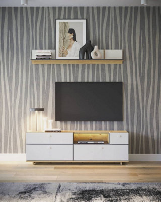Modern Oak Artisan Modico TV Cabinet with Drawers - Sleek Storage (H)510mm x (W)1600mm x (D)400mm, Cable Management
