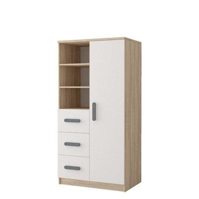 Modern Oak Sonoma and White Sideboard H1600mm W800mm D400mm - Grey Handles for Contemporary Spaces