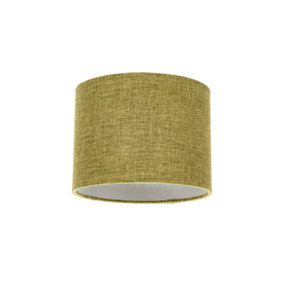 Modern Olive Linen Fabric Small 8 Drum Lamp Shade with Silver Inner Lining