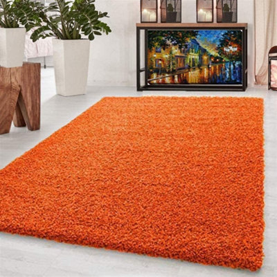 Modern Orange Shaggy Area Rug Elegant and Fade-Resistant Carpet Runner - 120x170 cm