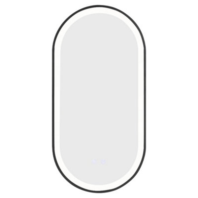 Modern Oval Anti Fog LED Wall Mirror Metal Framed 800x400mm