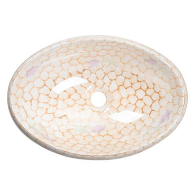 Modern Oval Marble Crack Effect Texture Countertop Basin Bathroom Sink W 480 mm