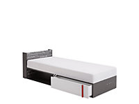 Modern Philosophy Bed with Storage and Mattress in Grey & White Left (H)660mm (W)940mm (D)2170mm - Innovative Gas Lift Design