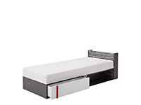 Modern Philosophy Bed with Storage and Mattress in Grey & White Right (H)660mm (W)940mm (D)2170mm - Innovative Gas Lift Design
