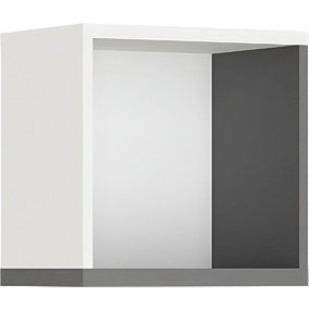 Modern Philosophy Wall Hung Shelf in Grey & White (H)400mm (W)400mm (D)280mm - Compact & Versatile Display Unit