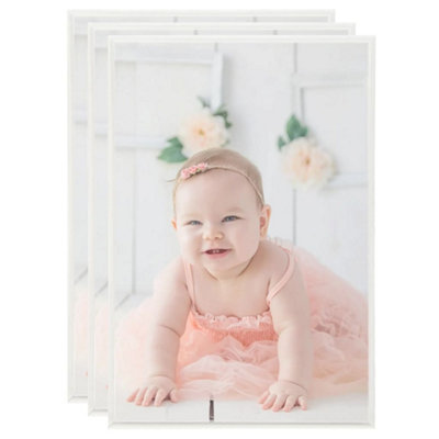 Modern Photo Frames Collage 3pcs for Wall/Table Silver 21x29.7cm MDF