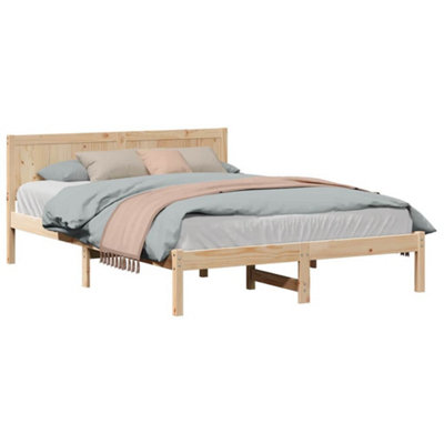 Modern Pine Wood Bed Frame 140x200 Natural Pine wood 140 x 200 cm