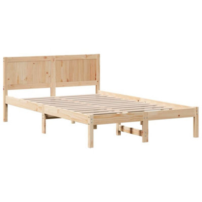 Modern Pine Wood Bed Frame Natural Pine Wood 140 x 190 cm Durable