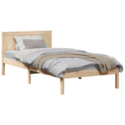 Modern Pine Wood Bed Frame Natural Solid Pine Wood 100 x 200 cm