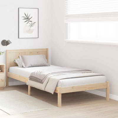 Modern Pine Wood Bed Frame Natural Solid Pine Wood 100 x 200 cm