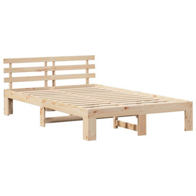 Modern Pine Wood Bed Frame Natural Solid Pine Wood 120 x 200 cm