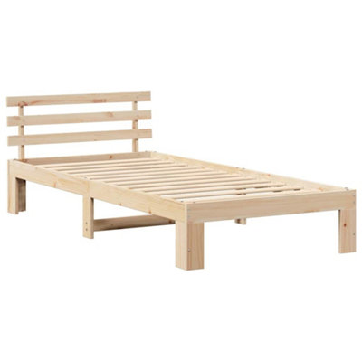 Modern Pine Wood Bed Frame Natural wood Solid Pine wood 90 x 190 cm
