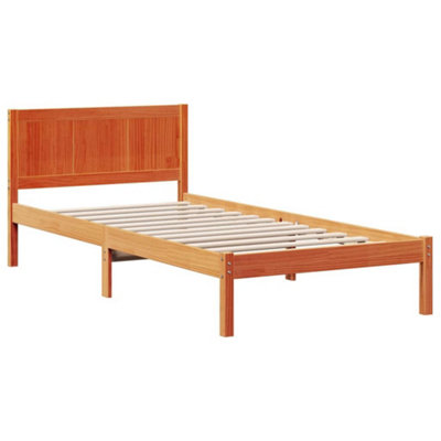 Modern Pine Wood Bed Frame Wax brown Solid pine wood 90 x 200 cm Durable