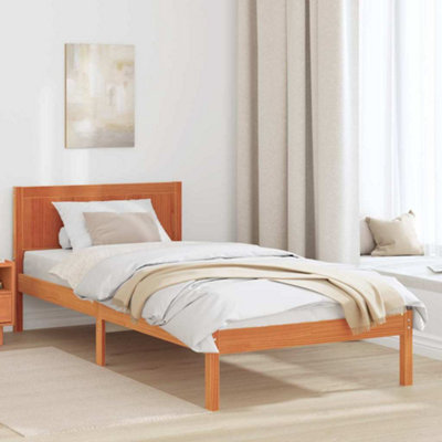 Modern Pine Wood Bed Frame Wax Brown Solid Wood 100 x 200 cm Durable