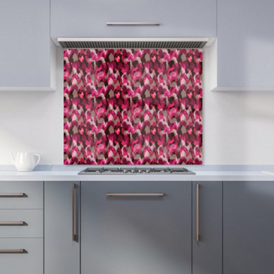 Modern Pink Animal Print Premium Glass Kitchen Splashback W600mm x H600mm