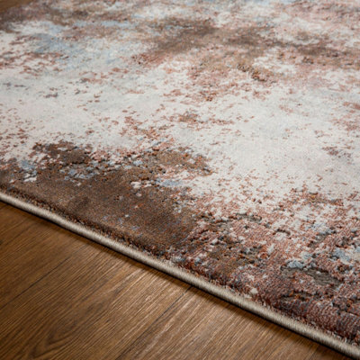 Modern Pink Grey Cream Easy to Clean Abstract Rug for Living Room Bedroom & Dining Room-160cm X 230cm