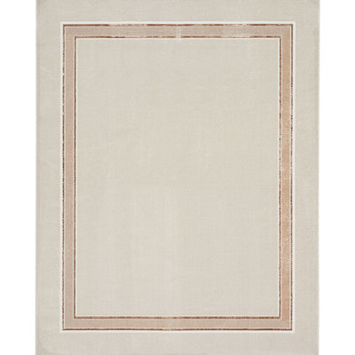 Modern Plain Rug, 10mm Pile Modern Rug, Ivory Cream Rug, Anti-Shed Bordered Rug for Bedroom, & LivingRoom-160cm X 221cm