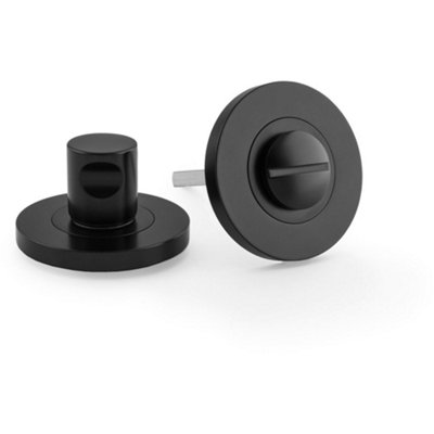 Modern Plain Thumbturn & Release Lock - Matt Black - Bathroom Door WC