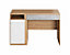 Modern Plano Computer Desk with Drawer and Shelf in White, Concrete & Oak Nash (H)760mm (W)1200mm (D)550mm - Ideal for Home Office