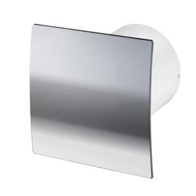 Modern Polished Chrome Bathroom Extractor Fan 100mm with Timer