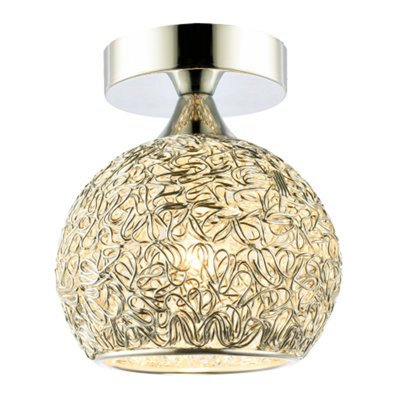 Modern Polished Chrome Ceiling Light Fitting with Twisting Metal Shade