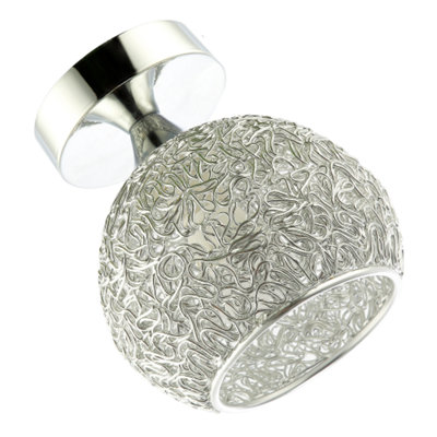 Modern Polished Chrome Ceiling Light Fitting with Twisting Metal Shade