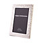 Modern Polished Nickel Plated 4x6 Picture Frame with Hammered Bobbled Border
